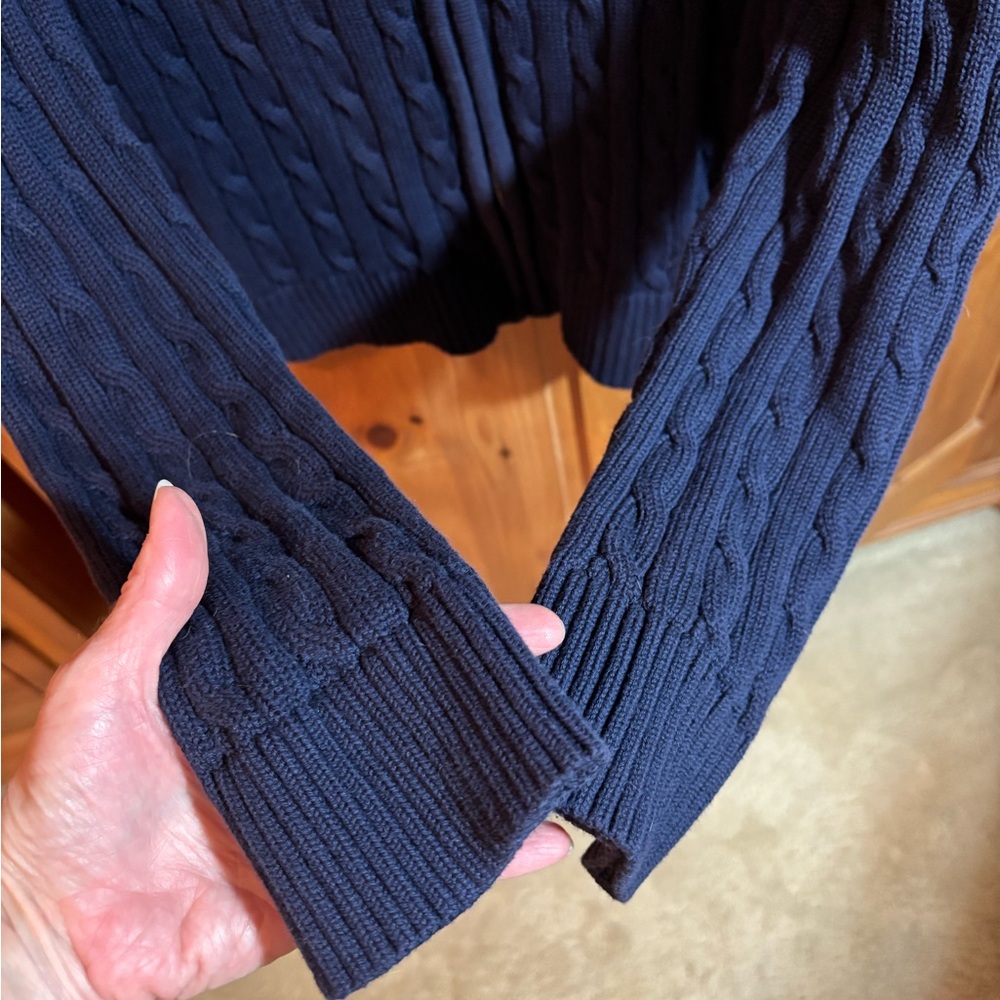 Ralph Lauren Navy Cardigan with Cream Collar - Picture 5 of 5